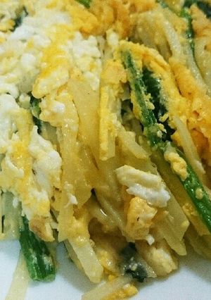 ポテトとほうれん草(にら)の卵焼き-レシピのメイン写真