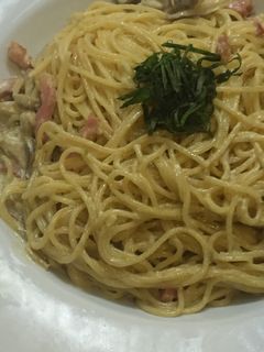 キノコとベーコンの柚子胡椒クリームパスタ-レシピのメイン写真