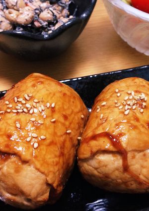 食欲そそる☆生姜焼き風肉巻きおにぎり-レシピのメイン写真