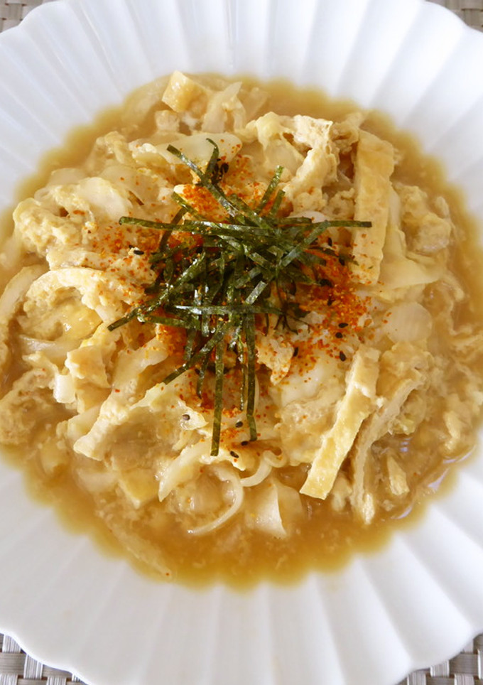 節約するなら卵とじ☆　玉ねぎと油揚げ❀-レシピのメイン写真