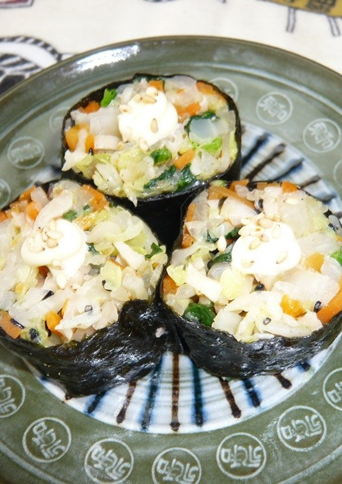 鶏皮と３色野菜ナムル海苔巻き-レシピのメイン写真
