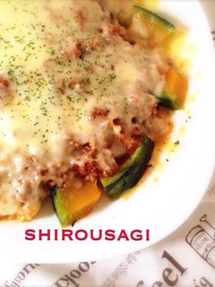 レンジで簡単!かぼちゃのミートグラタン?-レシピのメイン写真