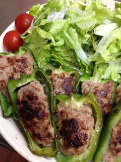 ピーマンの肉詰め♪玉ねぎ氷入り肉だね-レシピのメイン写真