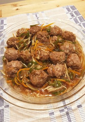 レンジで作る☆肉団子と野菜の黒酢あん-レシピのメイン写真