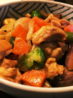 茄子と鶏モモの甘辛味噌炒め-レシピのメイン写真