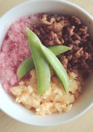豚ひき肉の三食そぼろ丼-レシピのメイン写真