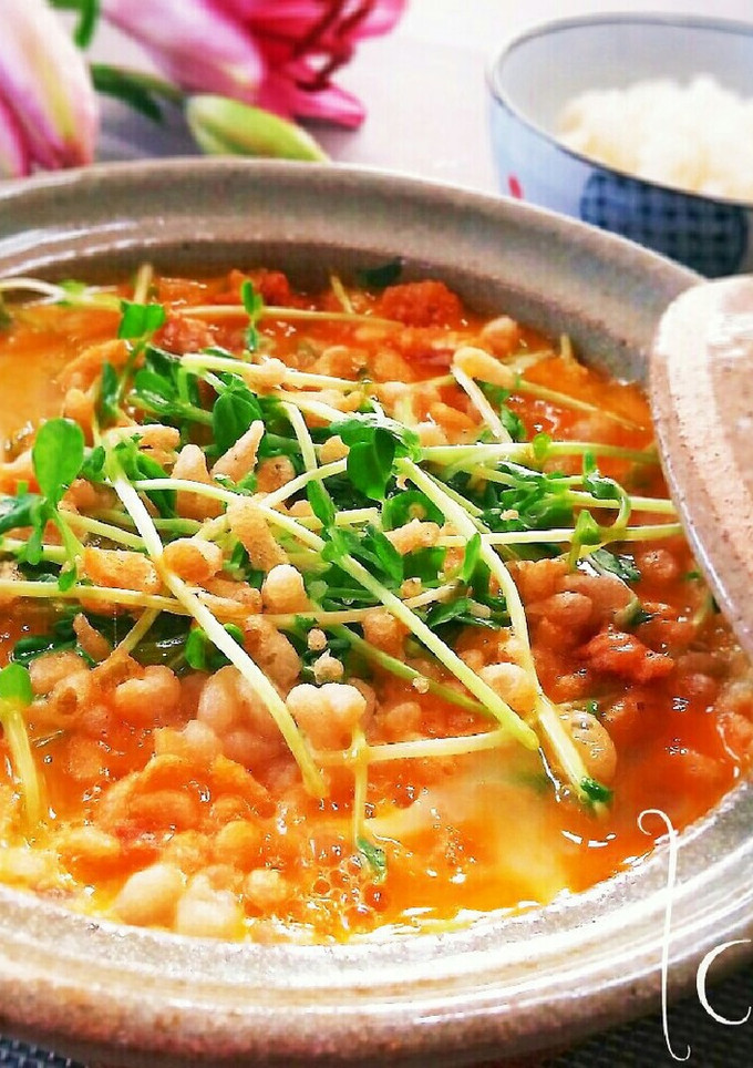 つゆだく～♪簡単！豆苗と天かすの卵とじ-レシピのメイン写真