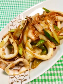 簡単☆イカとネギのキムチ炒め~♪-レシピのメイン写真