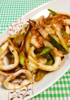 簡単☆イカとネギのキムチ炒め~♪-レシピのメイン写真