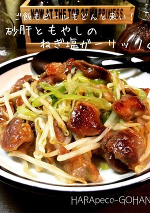 砂肝ともやしのねぎ塩ガーリック。-レシピのメイン写真