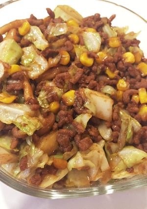 キャベツと挽肉の中華風味噌炒め-レシピのメイン写真