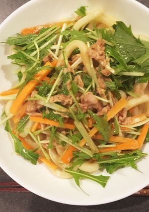 水菜とにんじんのうどん-レシピのメイン写真