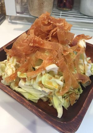 パリパリ春巻きの皮のせキャベツ-レシピのメイン写真