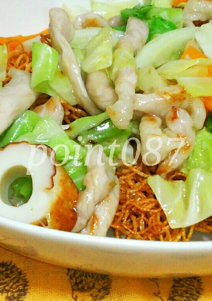 塩餡かけ揚げそうめん(かた焼き？)-レシピのメイン写真