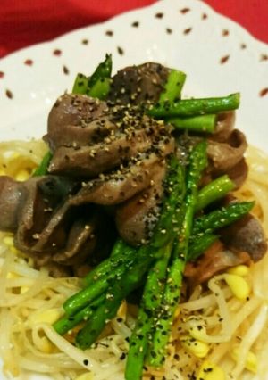 アスパラとアコーディオン砂肝(ズリ)炒め-レシピのメイン写真