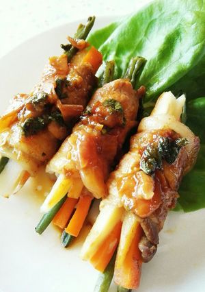 豚肉野菜ロールの南高梅照り焼き-レシピのメイン写真