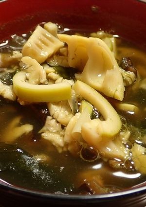 ハチク（淡竹）、打ち豆、乾燥ワカメの煮物-レシピのメイン写真