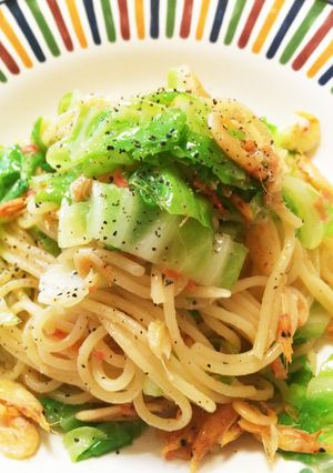 桜エビとキャベツのパスタ-レシピのメイン写真