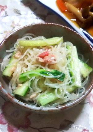 胡瓜とツナと春雨の梅和え 病院食風-レシピのメイン写真