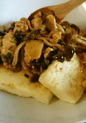 豆腐ステーキのにんにくキノコ甘辛だれ☆-レシピのメイン写真