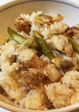 今が旬！アスパラとアサリの炊き込みご飯-レシピのメイン写真