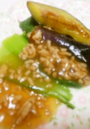 茄子とチンゲン菜のあんかけ　時短簡単-レシピのメイン写真