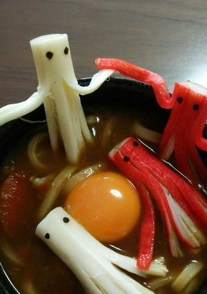 なかよしタコさん♪(チーズカレーうどん)-レシピのメイン写真
