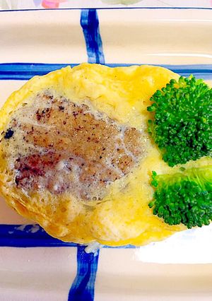 簡単油いらないハンバーグでオムハンバーグ-レシピのメイン写真
