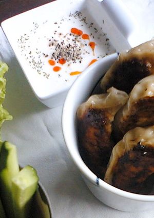 トルコ風ソースで食す!フィンガーギョーザ-レシピのメイン写真