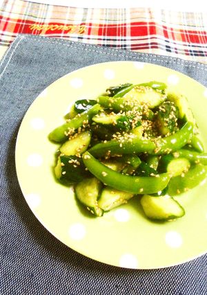 ごま香る♪スナックえんどうと胡瓜のナムル-レシピのメイン写真