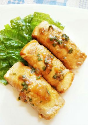 豚肉厚揚げ巻きの南高梅照り焼き-レシピのメイン写真