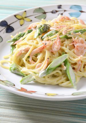 桜えびとアスパラガスの和風クリームパスタ-レシピのメイン写真