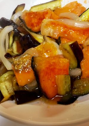 塩鮭とナスの甘酢あんかけ-レシピのメイン写真