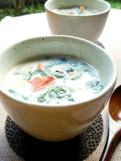 鮭とほうれん草の豆乳コンソメスープ-レシピのメイン写真