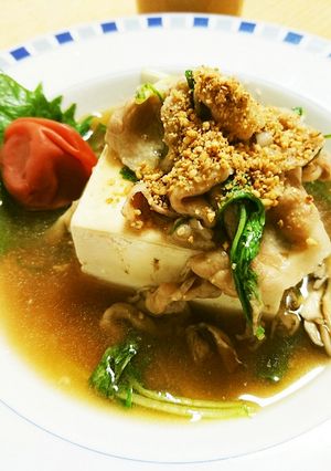 お豆腐の汁かけ風 梅干し添え-レシピのメイン写真