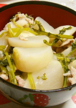 簡単☆かぶと葉と豚肉の薄味煮物-レシピのメイン写真