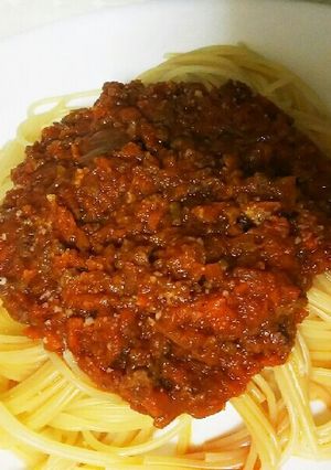 人参かすを使ってミートソース-レシピのメイン写真