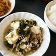 ほうれん草とひき肉と豆腐煮♥️☆*。