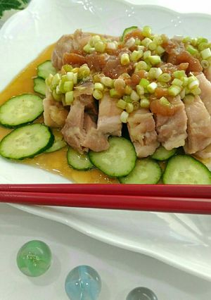 旨！葱入り梅肉ソースの塩チキン☆レンジで-レシピのメイン写真