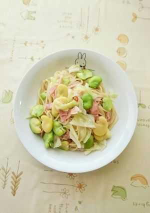空豆と春キャベツのペペロンチーノ-レシピのメイン写真