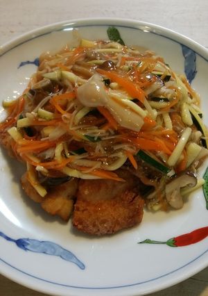 鯖の野菜とキノコの甘酢あんかけ-レシピのメイン写真