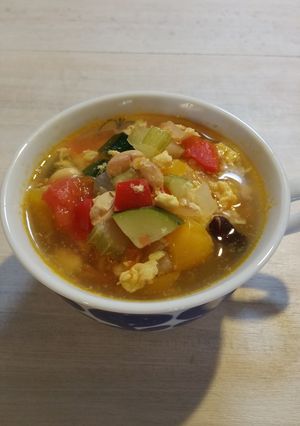 夜作る、朝ごはん野菜かき玉スープ-レシピのメイン写真