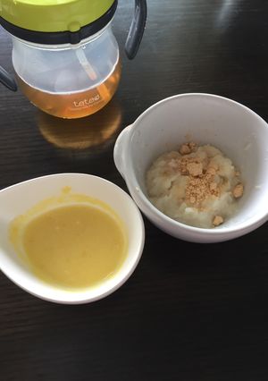【離乳食】パン粥きなこ添えとコーンスープ-レシピのメイン写真