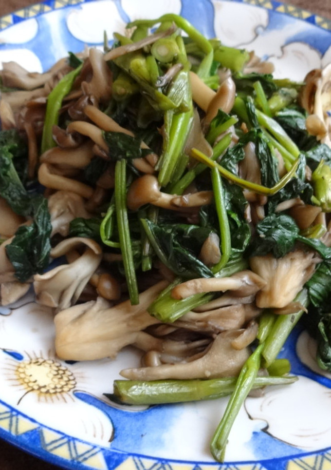 空芯菜ときのこのにんにく醤油炒め-レシピのメイン写真