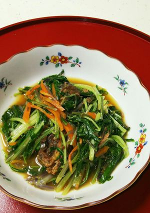 大量消費で超 簡単＊水菜のサバ缶炒め♪-レシピのメイン写真