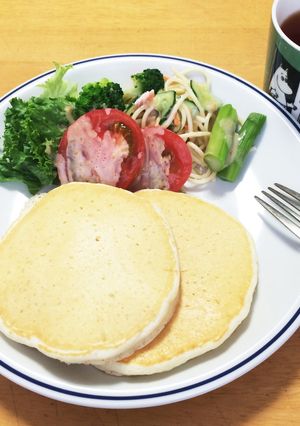 甘くないホットケーキで朝食を！-レシピのメイン写真