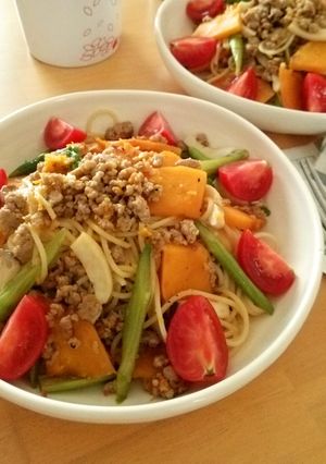 かぼちゃとひき肉のペペロンチーノ-レシピのメイン写真