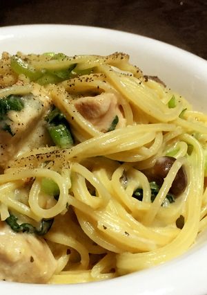 鶏と小松菜のクリームパスタ-レシピのメイン写真