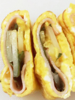 ハム&大葉&もちの玉子焼き!お弁当に♪-レシピのメイン写真