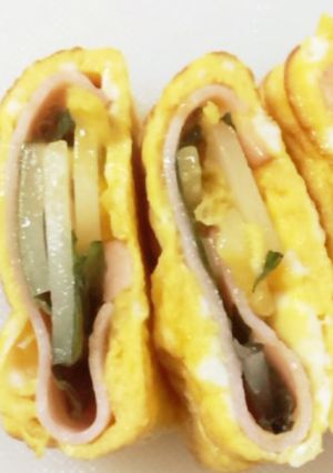 ハム&大葉&もちの玉子焼き！お弁当に♪-レシピのメイン写真